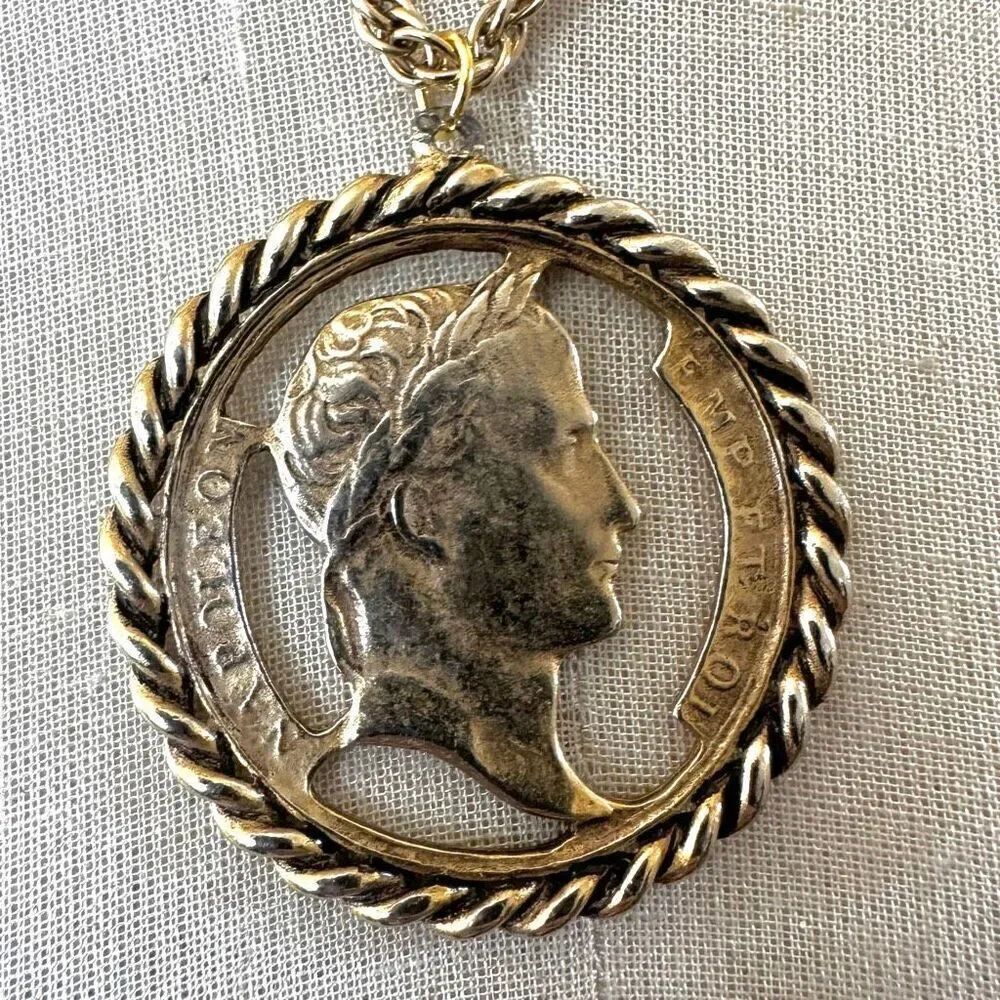 Vintage Napoleon Coin Medallion Necklace